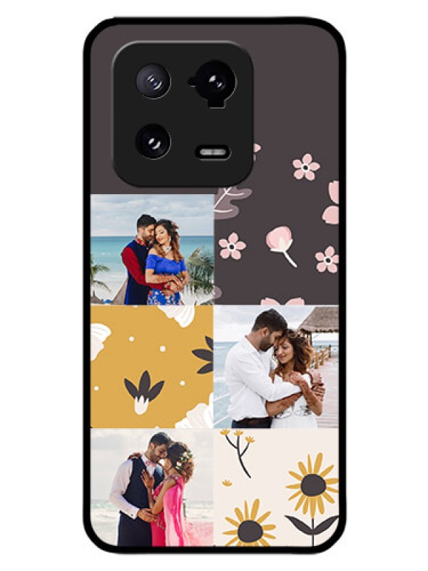 Custom Xiaomi 13 Pro 5G Photo Printing on Glass Case - 3 Images with Floral Design