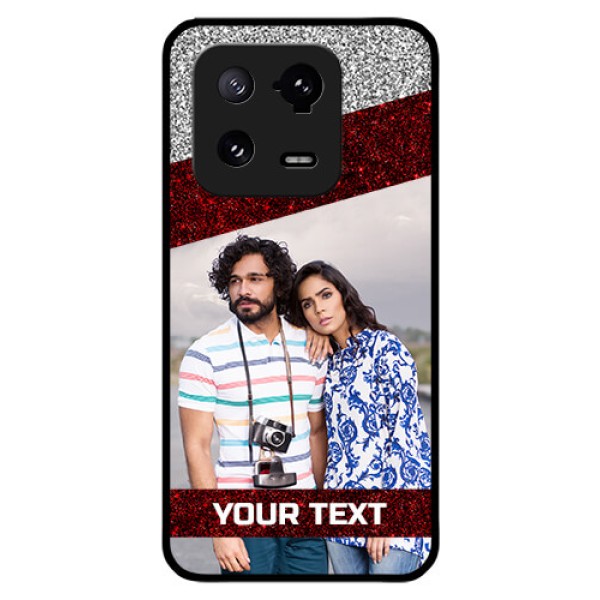 Xiaomi 13 Pro 5G Personalized Glass Phone Case - Image Holder with Glitter Strip Design Xiaomi 13 Pro 5G Personalized Glass Phone Case - Image Holder with Glitter Strip Design