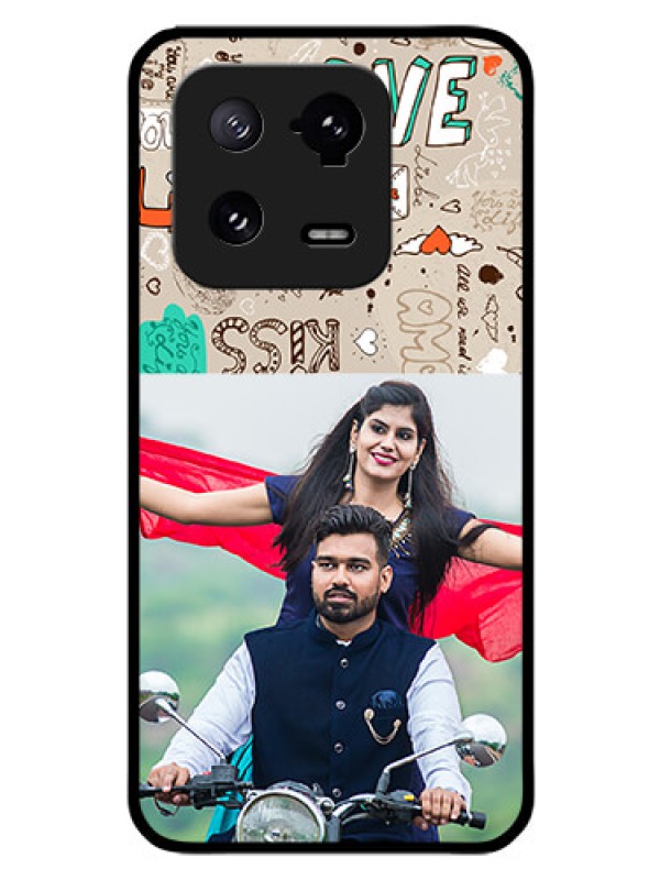 Custom Xiaomi 13 Pro 5G Custom Glass Phone Case - Love Doodle Pattern