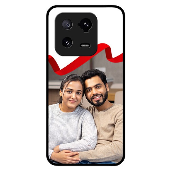 Xiaomi 13 Pro 5G Photo Printing on Glass Case - Red Ribbon Frame Design Xiaomi 13 Pro 5G Photo Printing on Glass Case - Red Ribbon Frame Design