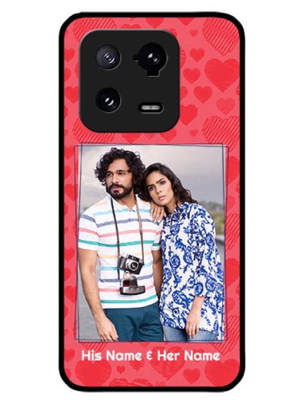 Custom Xiaomi 13 Pro 5G Photo Printing on Glass Case - with Red Heart Symbols Design