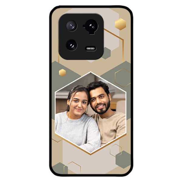 Xiaomi 13 Pro 5G Photo Printing on Glass Case - Stylish Hexagon Pattern Design