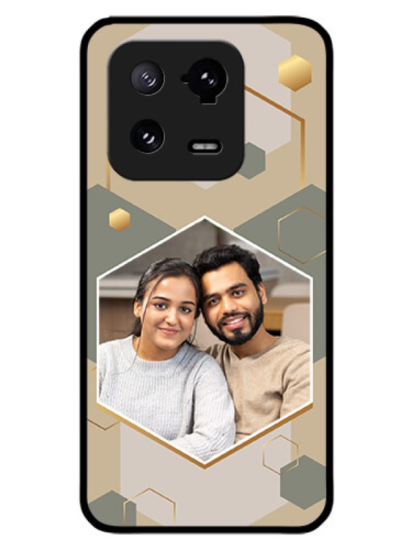 Custom Xiaomi 13 Pro 5G Photo Printing on Glass Case - Stylish Hexagon Pattern Design
