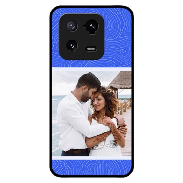 Xiaomi 13 Pro 5G Custom Glass Mobile Case - Curved line art with blue and white Design Xiaomi 13 Pro 5G Custom Glass Mobile Case - Curved line art with blue and white Design