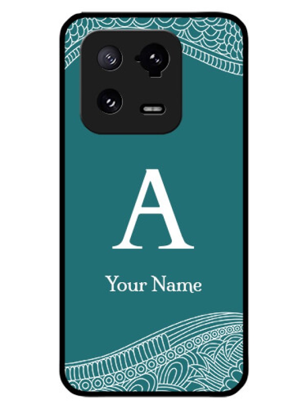 Custom Xiaomi 13 Pro 5G Personalized Glass Phone Case - line art pattern with custom name Design