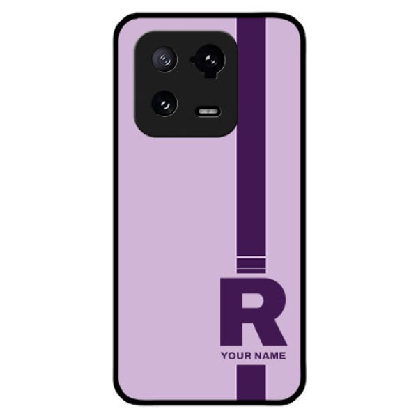 Xiaomi 13 Pro 5G Photo Printing on Glass Case - Simple dual tone stripe with name Design