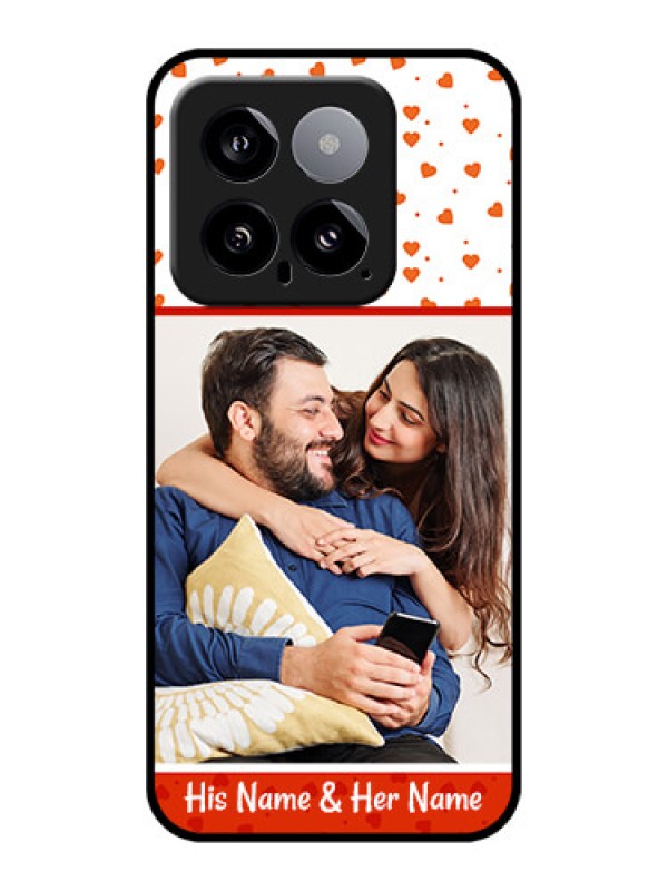Custom Xiaomi 14 5G Custom Glass Phone Case - Orange Love Symbol Design