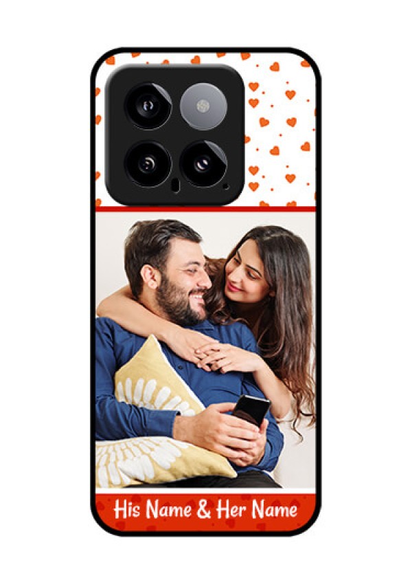 Xiaomi 14 5G Custom Glass Phone Case - Orange Love Symbol Design