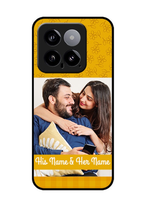 Xiaomi 14 5G Custom Glass Phone Case - Yellow Floral Design