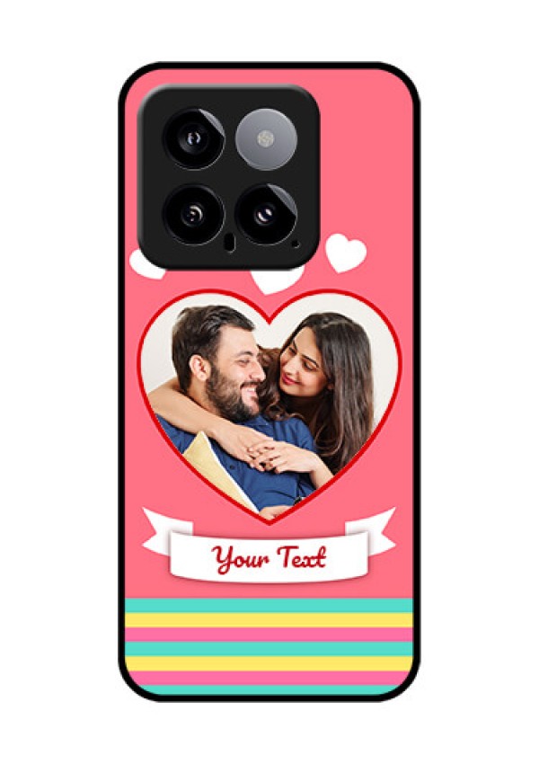 Xiaomi 14 5G Custom Glass Phone Case - Love Shapes Doodle Design