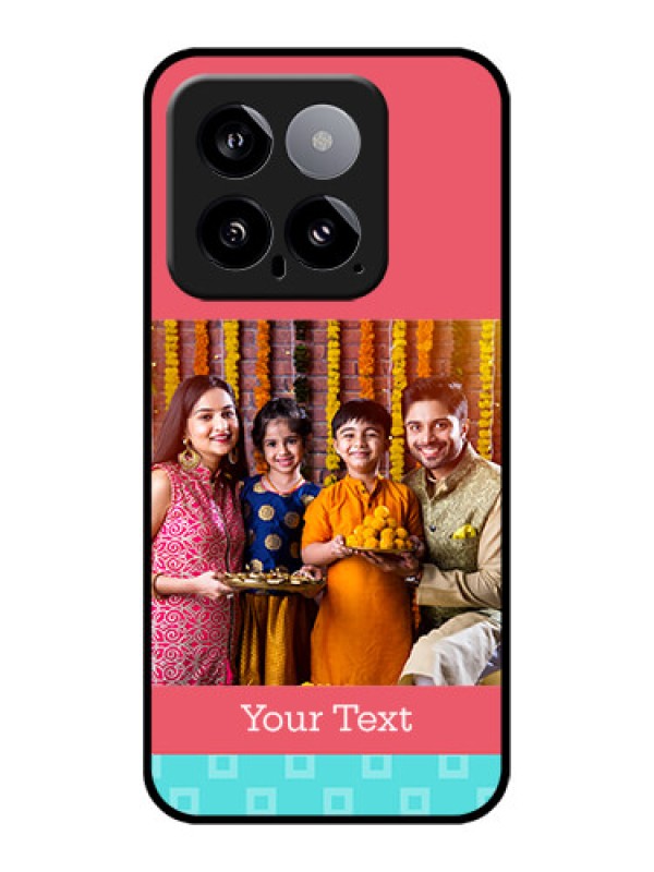 Custom Xiaomi 14 5G Custom Glass Phone Case - Peach & Blue Color Design