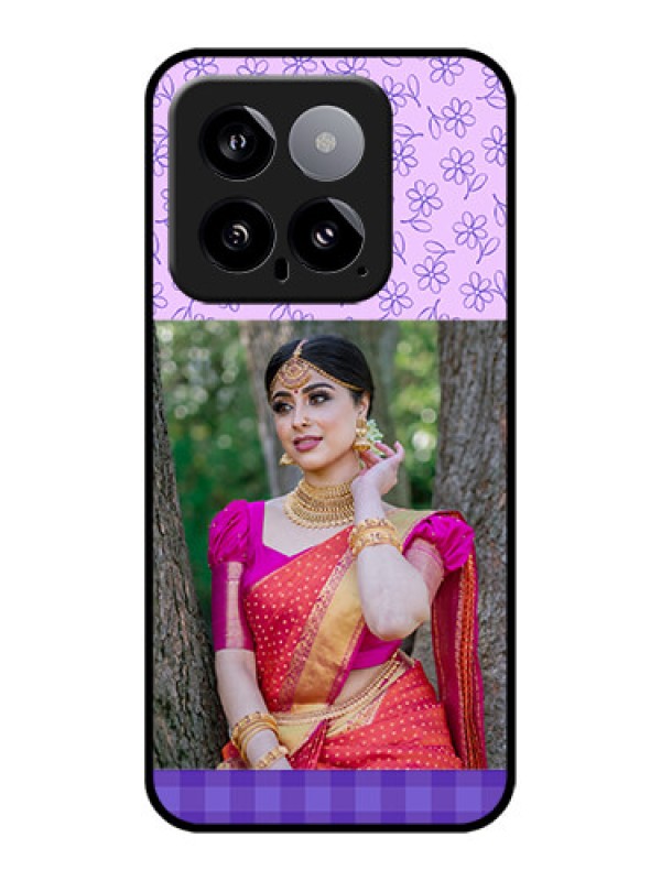 Custom Xiaomi 14 5G Custom Glass Phone Case - Purple Floral Design