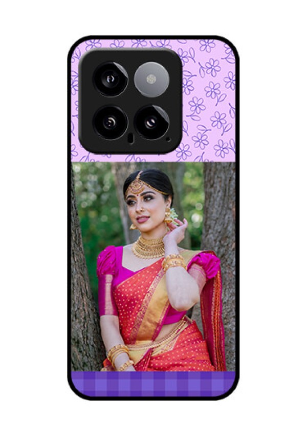 Xiaomi 14 5G Custom Glass Phone Case - Purple Floral Design