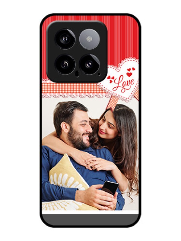 Custom Xiaomi 14 5G Custom Glass Phone Case - Red Love Pattern Design