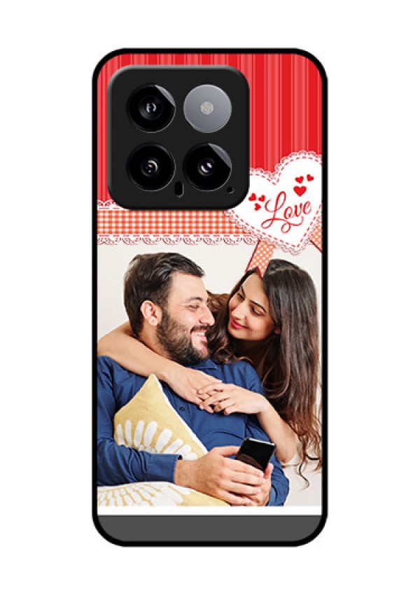 Xiaomi 14 5G Custom Glass Phone Case - Red Love Pattern Design