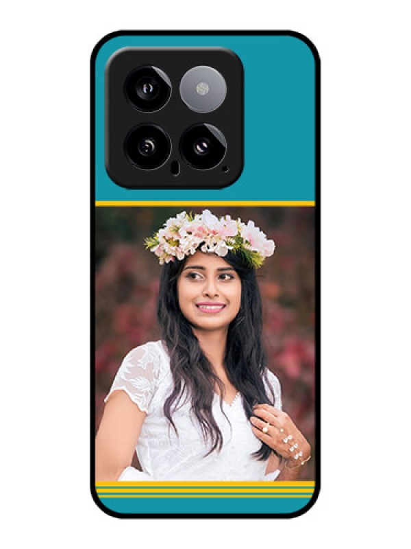 Custom Xiaomi 14 5G Custom Glass Phone Case - Yellow & Blue Design