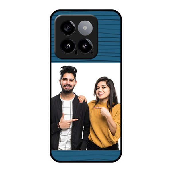 Xiaomi 14 5G Custom Glass Phone Case - Blue Pattern Cover Design Xiaomi 14 5G Custom Glass Phone Case - Blue Pattern Cover Design