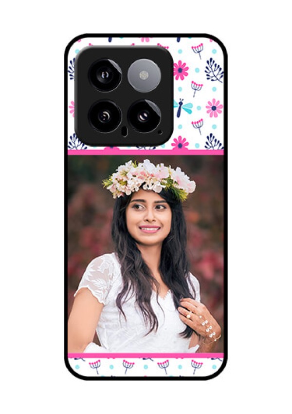 Xiaomi 14 5G Custom Glass Phone Case - Colorful Flower Design
