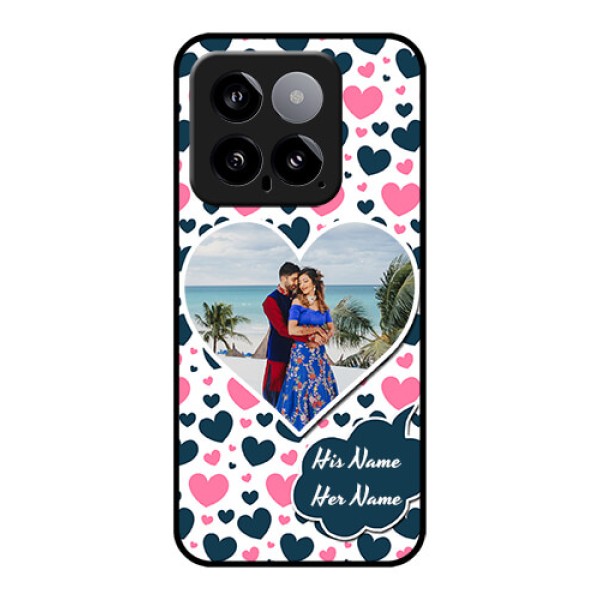 Xiaomi 14 5G Custom Glass Phone Case - Pink & Blue Heart Design