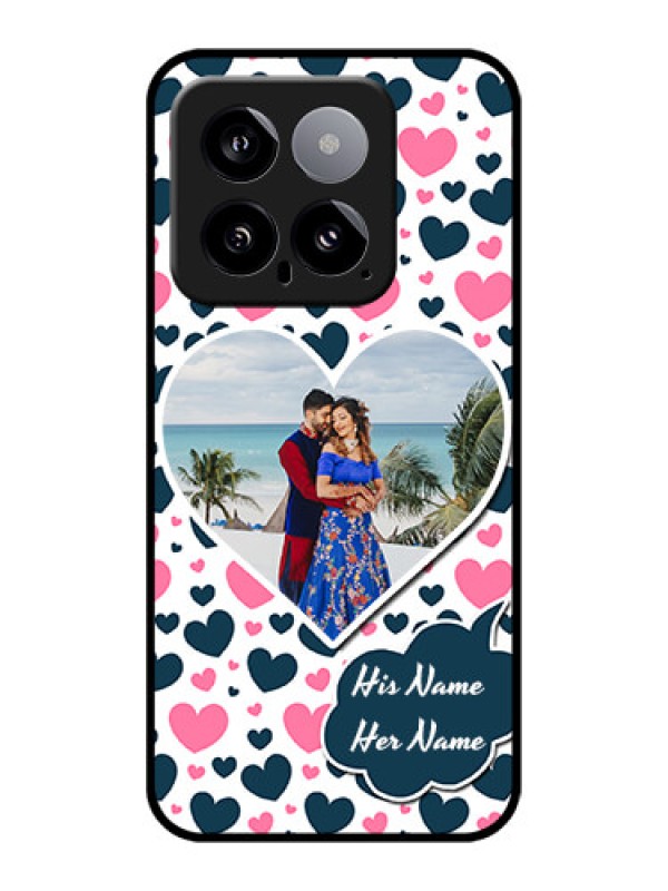 Custom Xiaomi 14 5G Custom Glass Phone Case - Pink & Blue Heart Design