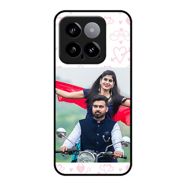 Xiaomi 14 5G Custom Glass Phone Case - Pink Flying Heart Design