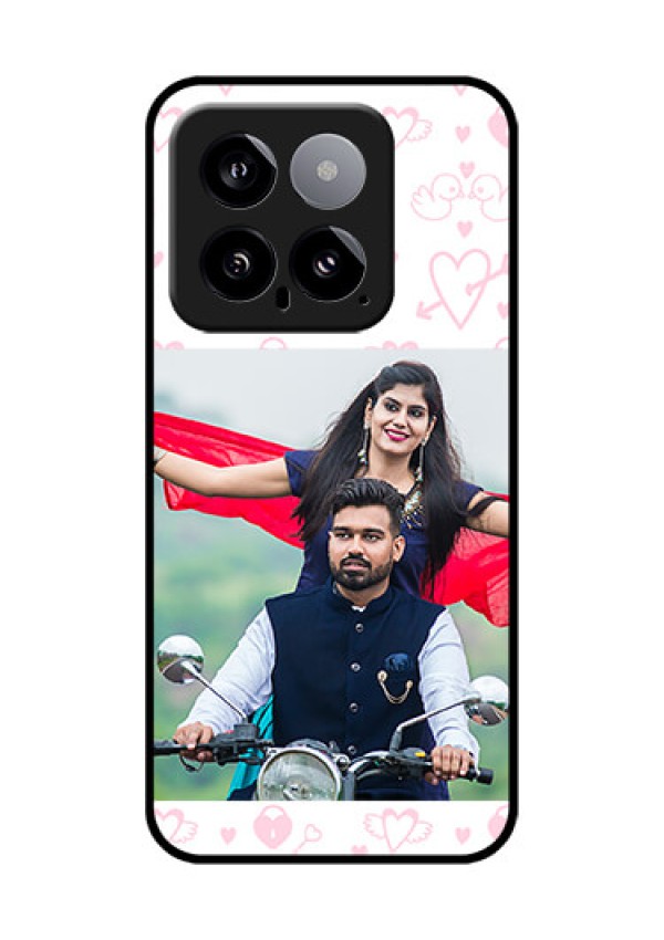 Xiaomi 14 5G Custom Glass Phone Case - Pink Flying Heart Design