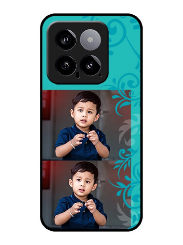 Custom Xiaomi 14 5G Custom Glass Phone Case - With Photo And Green Floral Design