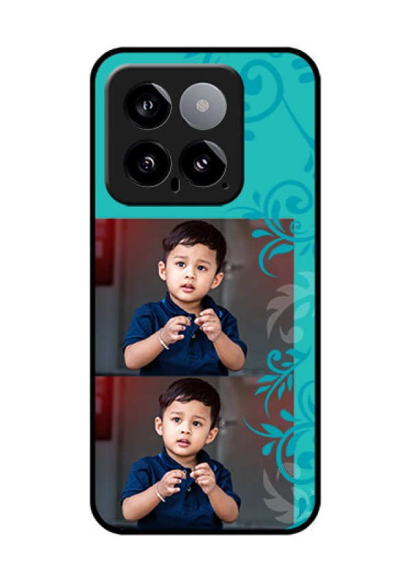 Xiaomi 14 5G Custom Glass Phone Case - With Photo And Green Floral Design