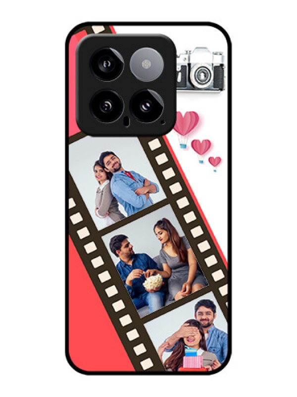 Custom Xiaomi 14 5G Custom Glass Phone Case - 3 Image Holder With Film Reel