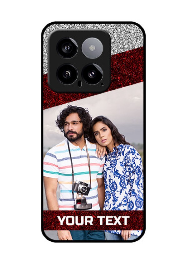 Xiaomi 14 5G Custom Glass Phone Case - Image Holder With Glitter Strip Design