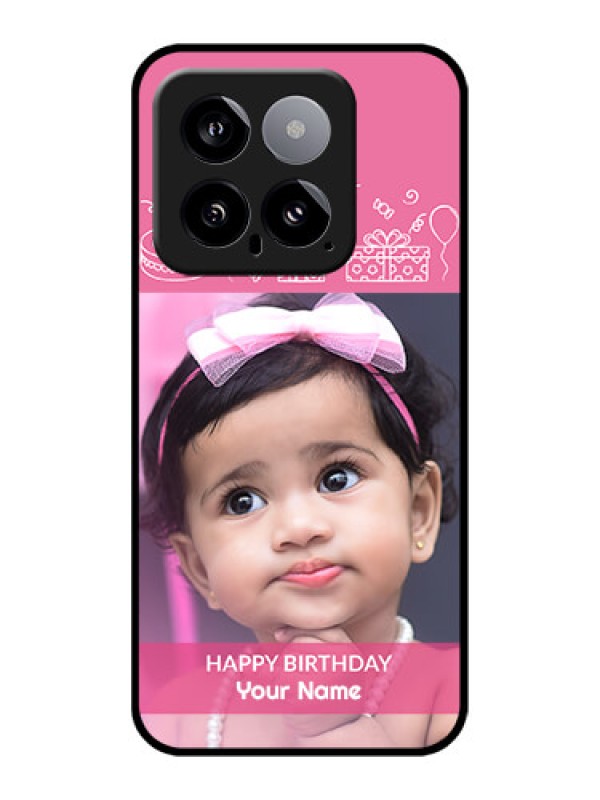 Custom Xiaomi 14 5G Custom Glass Phone Case - With Birthday Line Art Design