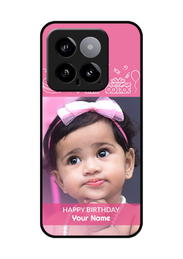 Xiaomi 14 5G Custom Glass Phone Case - With Birthday Line Art Design