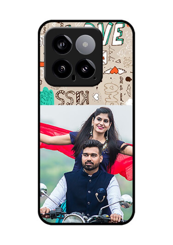 Xiaomi 14 5G Custom Glass Phone Case - Love Doodle Pattern
