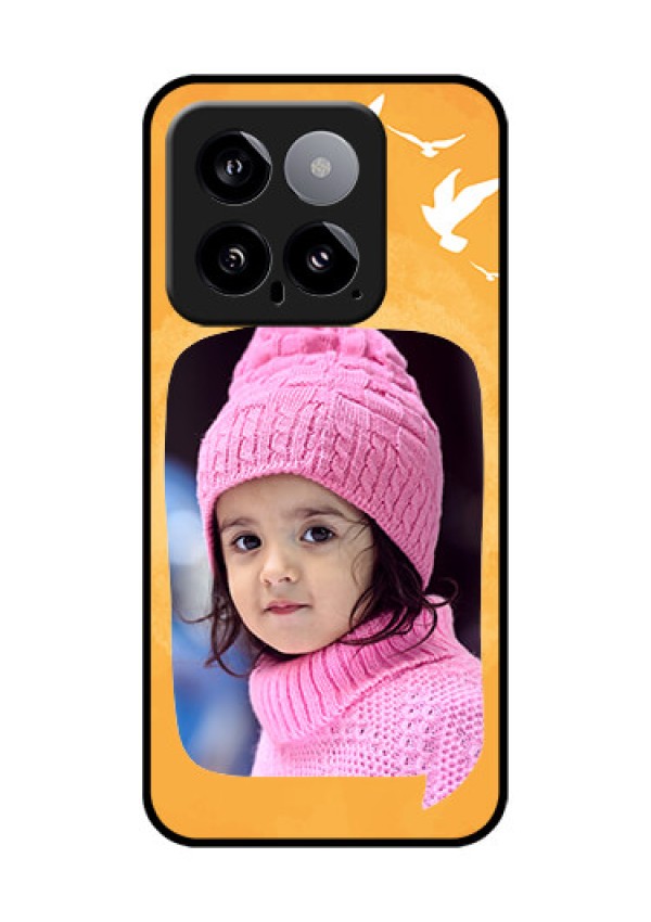 Xiaomi 14 5G Custom Glass Phone Case - Water Color Design With Bird Icons