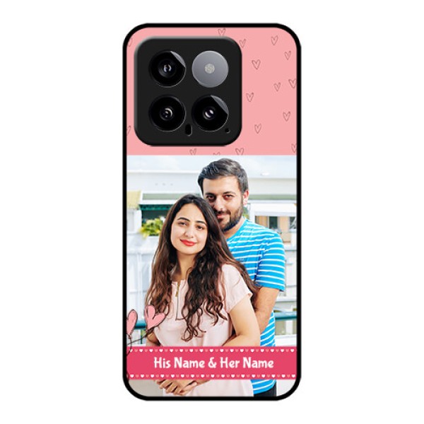Xiaomi 14 5G Custom Glass Phone Case - Love Design Peach Color Xiaomi 14 5G Custom Glass Phone Case - Love Design Peach Color