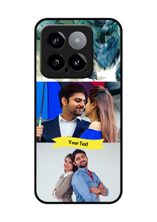 Xiaomi 14 5G Custom Glass Phone Case - Image With Boho Peacock Feather Design
