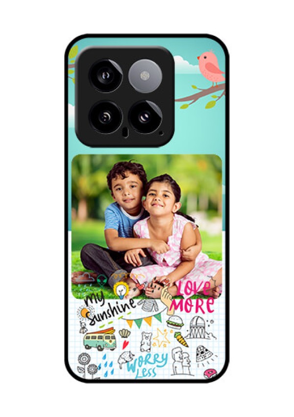 Xiaomi 14 5G Custom Glass Phone Case - Doodle Love Design