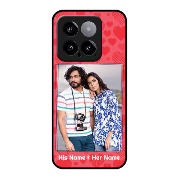 Xiaomi 14 5G Custom Glass Phone Case - With Red Heart Symbols Design Xiaomi 14 5G Custom Glass Phone Case - With Red Heart Symbols Design