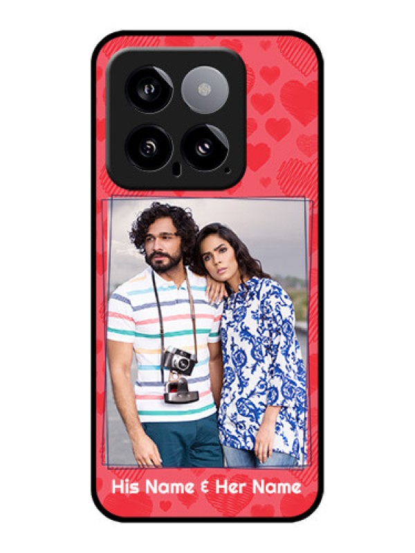 Custom Xiaomi 14 5G Custom Glass Phone Case - With Red Heart Symbols Design
