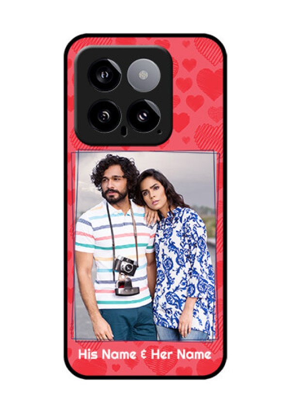 Xiaomi 14 5G Custom Glass Phone Case - With Red Heart Symbols Design