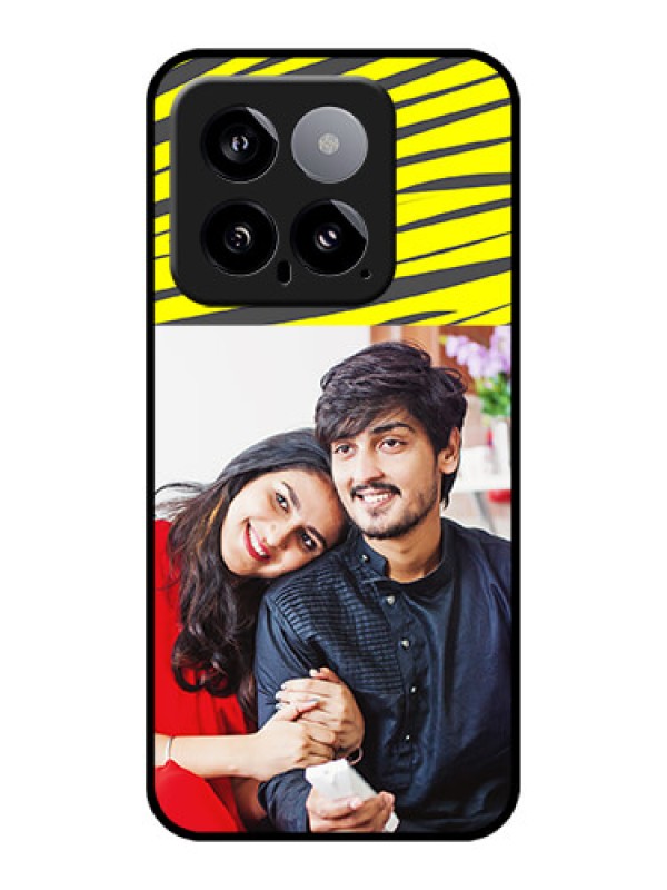 Custom Xiaomi 14 5G Custom Glass Phone Case - Yellow Abstract Design