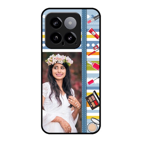 Xiaomi 14 5G Custom Glass Phone Case - Makeup Icons Design