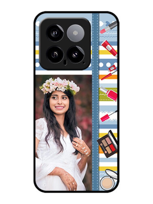 Custom Xiaomi 14 5G Custom Glass Phone Case - Makeup Icons Design