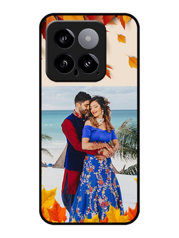 Custom Xiaomi 14 5G Custom Glass Phone Case - Autumn Maple Leaves Design