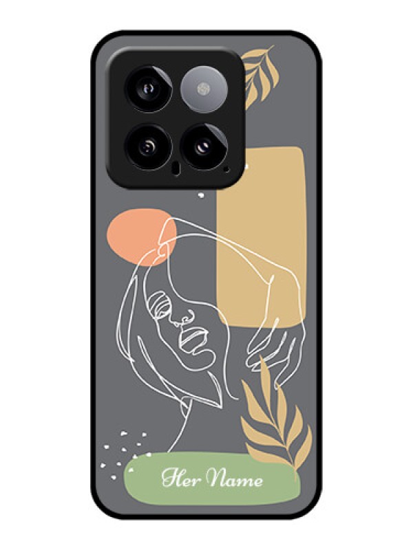 Custom Xiaomi 14 5G Custom Glass Phone Case - Gazing Woman Line Art Design