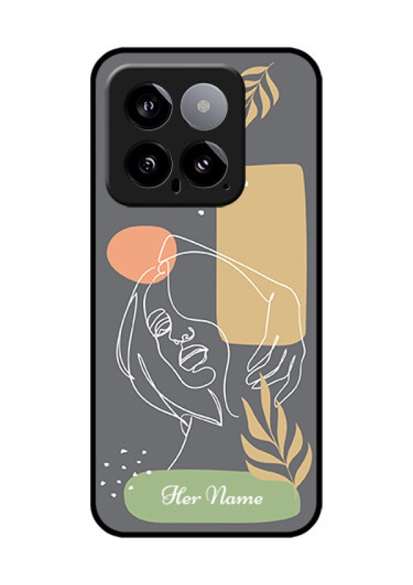 Xiaomi 14 5G Custom Glass Phone Case - Gazing Woman Line Art Design