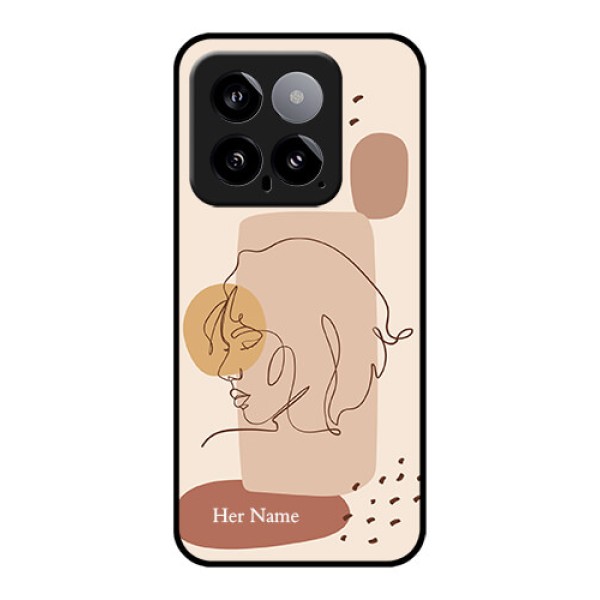 Xiaomi 14 5G Custom Glass Phone Case - Calm Woman Line Art Design