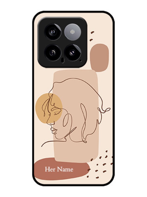 Custom Xiaomi 14 5G Custom Glass Phone Case - Calm Woman Line Art Design