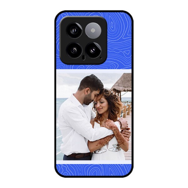 Xiaomi 14 5G Custom Glass Phone Case - Curved Line Art With Blue And White Design Xiaomi 14 5G Custom Glass Phone Case - Curved Line Art With Blue And White Design