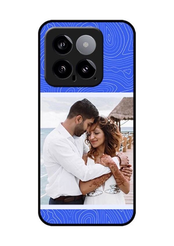 Xiaomi 14 5G Custom Glass Phone Case - Curved Line Art With Blue And White Design